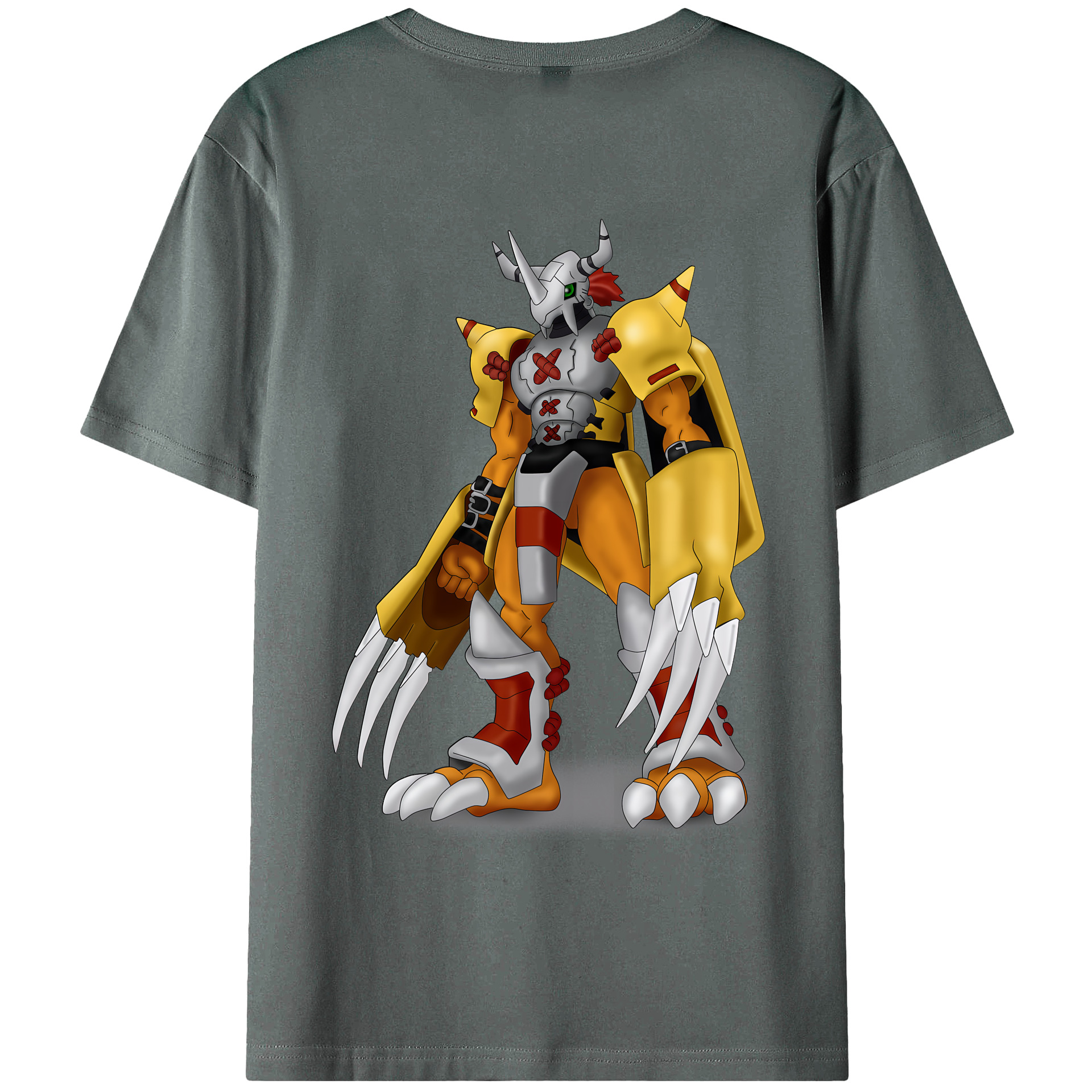 （画像用） Digimon デジタルモンスター/デジモン 綿100％ メンズ半袖Tシャツ（バックプリント） 通気性